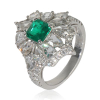 White Gold Emerald and Diamond Cocktail Ring