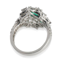 White Gold Emerald and Diamond Cocktail Ring