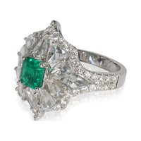 White Gold Emerald and Diamond Cocktail Ring