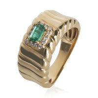 Yellow Gold Emerald and Diamond Ring