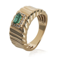 Yellow Gold Emerald and Diamond Ring