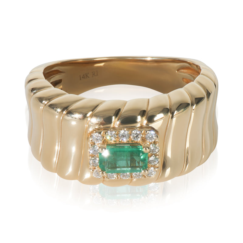 Yellow Gold Emerald and Diamond Ring
