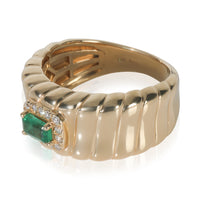 Yellow Gold Emerald and Diamond Ring