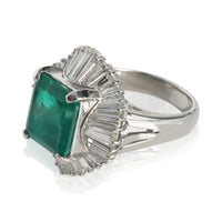 Platinum Emerald and Diamond Ballerina Ring