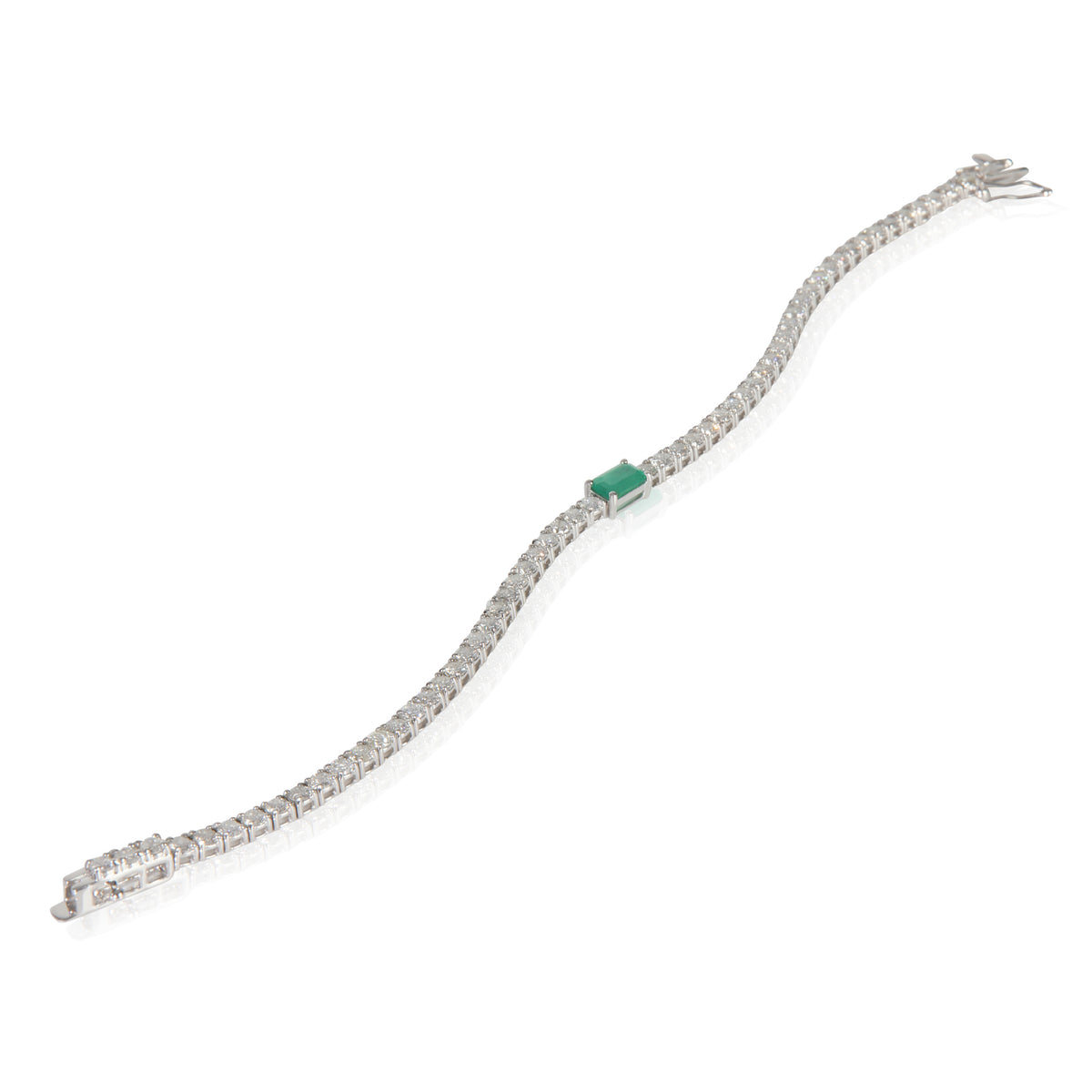 White Gold Emerald and Diamond Bracelet