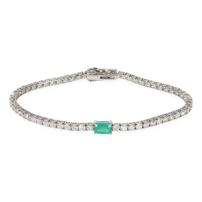White Gold Emerald and Diamond Bracelet