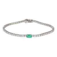 White Gold Emerald and Diamond Bracelet