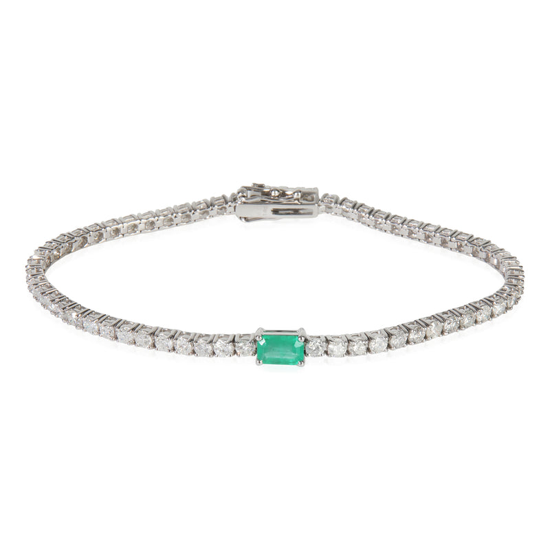 White Gold Emerald and Diamond Bracelet