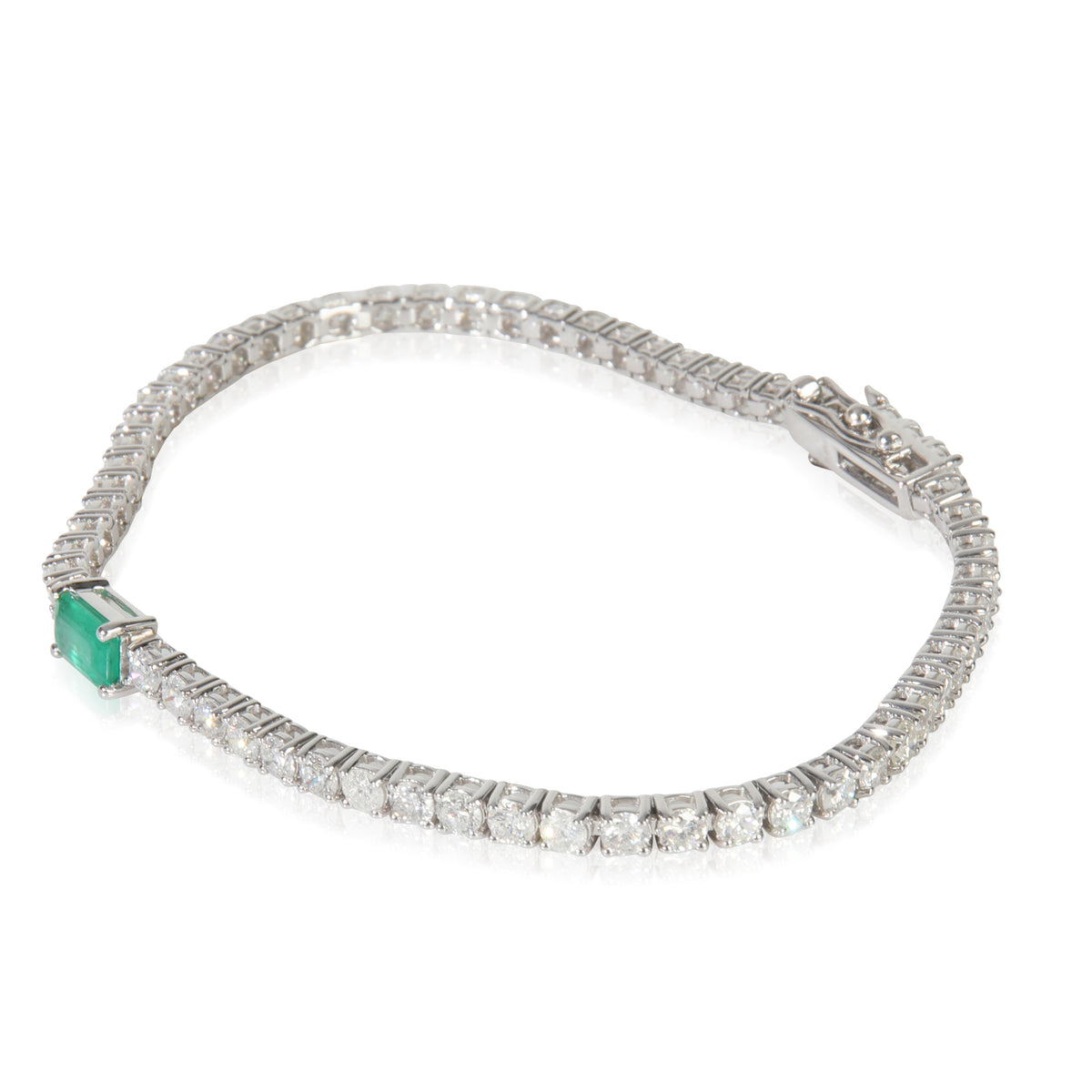 White Gold Emerald and Diamond Bracelet