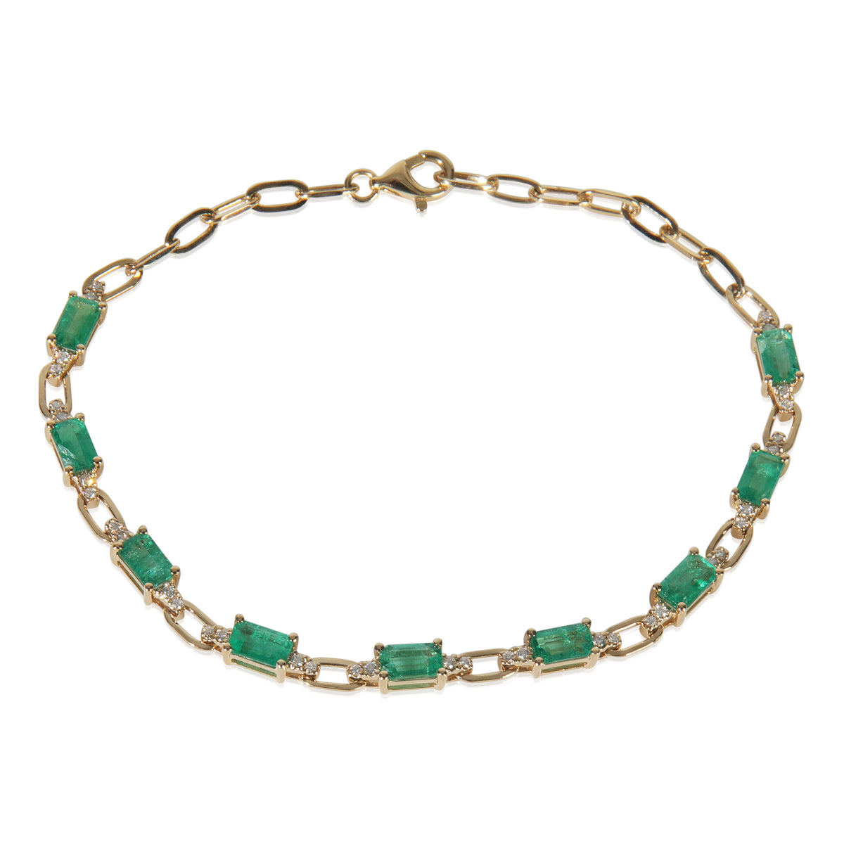 Yellow Gold Emerald and Diamond Bracelet