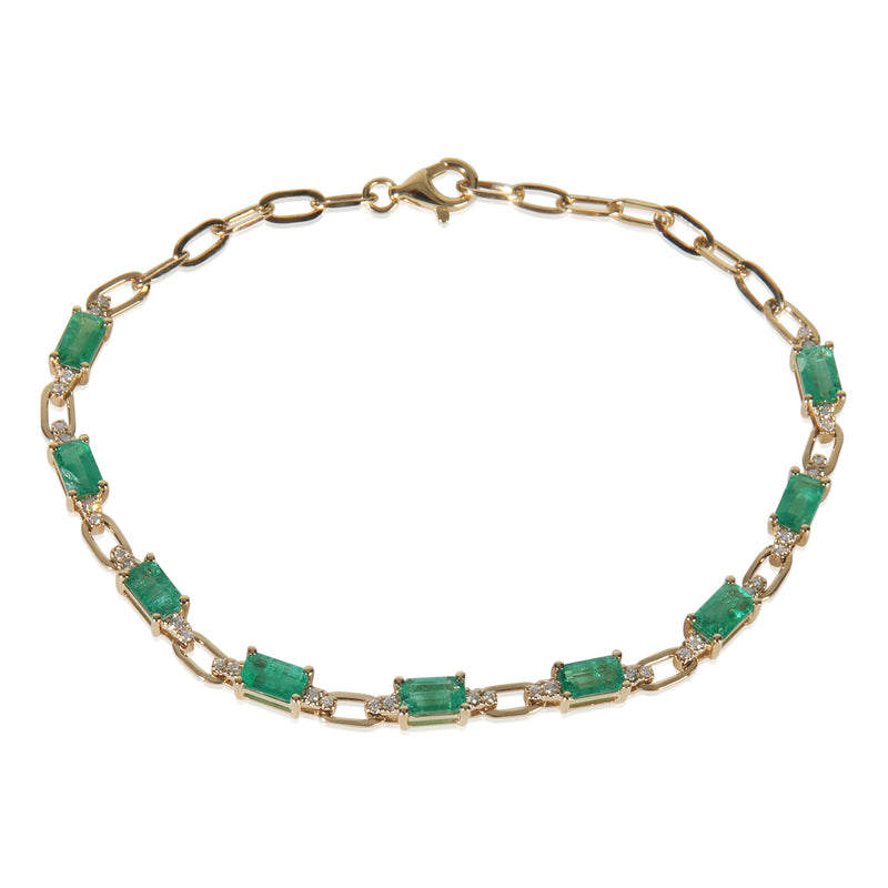 Yellow Gold Emerald and Diamond Bracelet