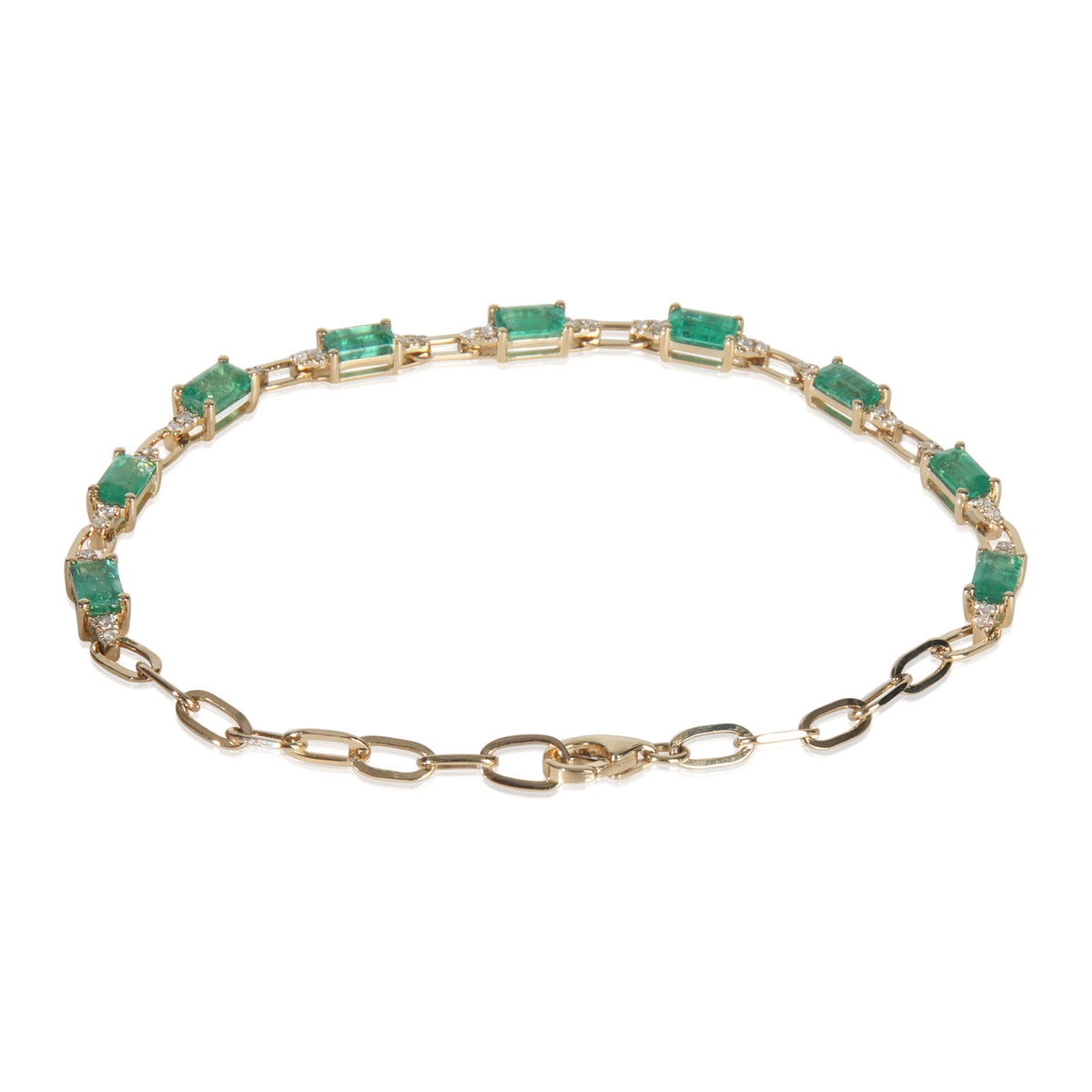Yellow Gold Emerald and Diamond Bracelet