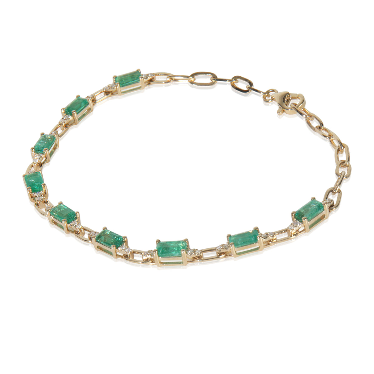 Yellow Gold Emerald and Diamond Bracelet