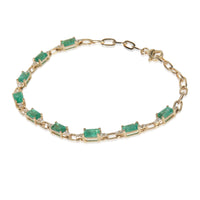 Yellow Gold Emerald and Diamond Bracelet