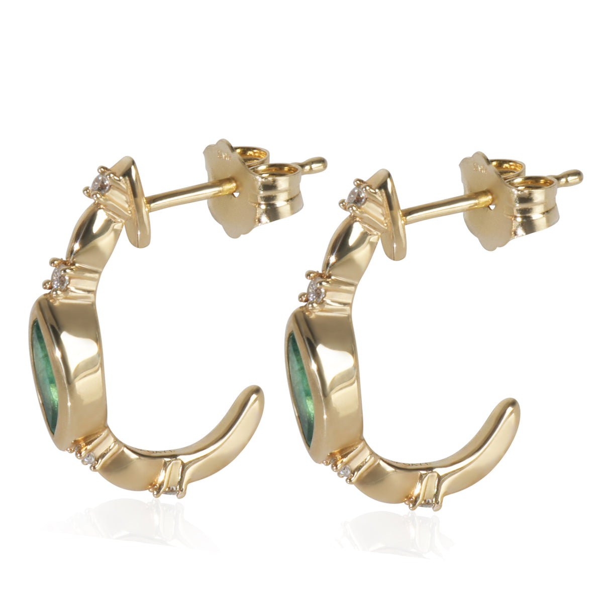 Yellow Gold Emerald and Diamond Earrings