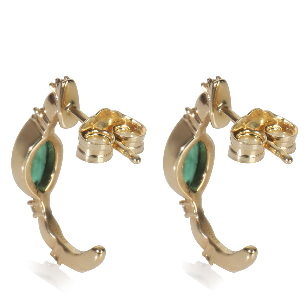 Yellow Gold Emerald and Diamond Earrings