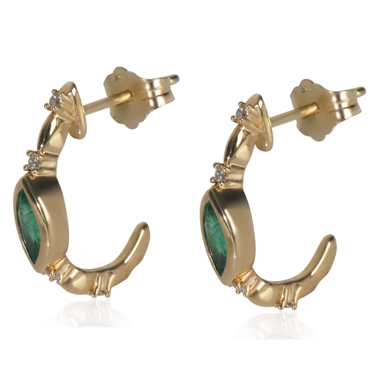 Yellow Gold Emerald and Diamond Earrings