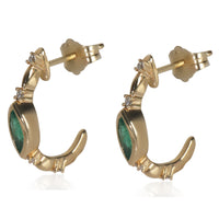 Yellow Gold Emerald and Diamond Earrings