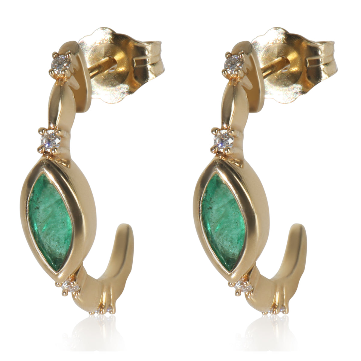 Yellow Gold Emerald and Diamond Earrings