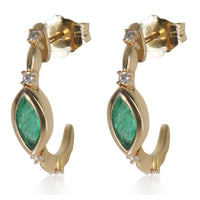 Yellow Gold Emerald and Diamond Earrings