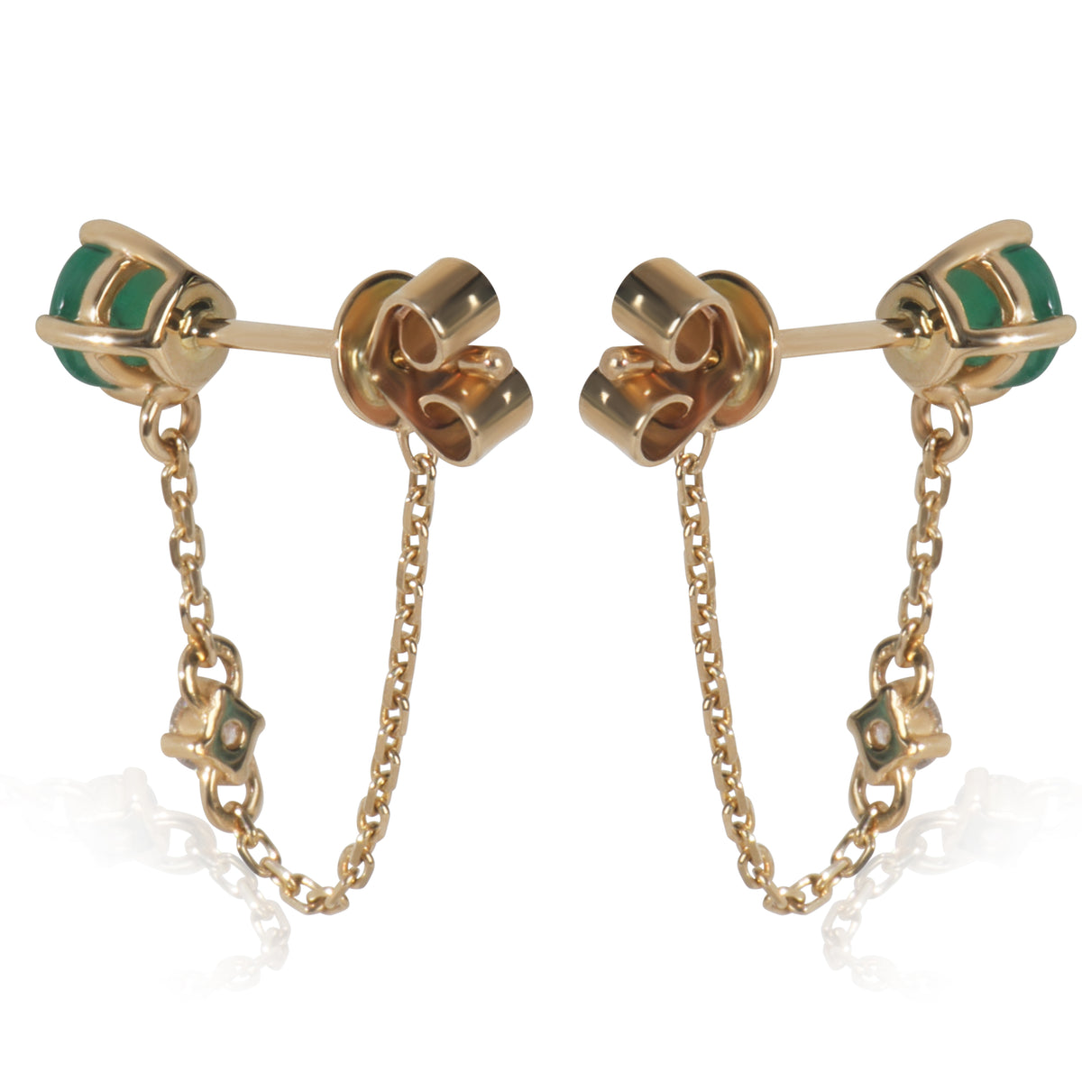 Yellow Gold Emerald and Diamond Earrings