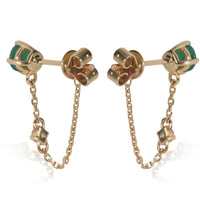 Yellow Gold Emerald and Diamond Earrings