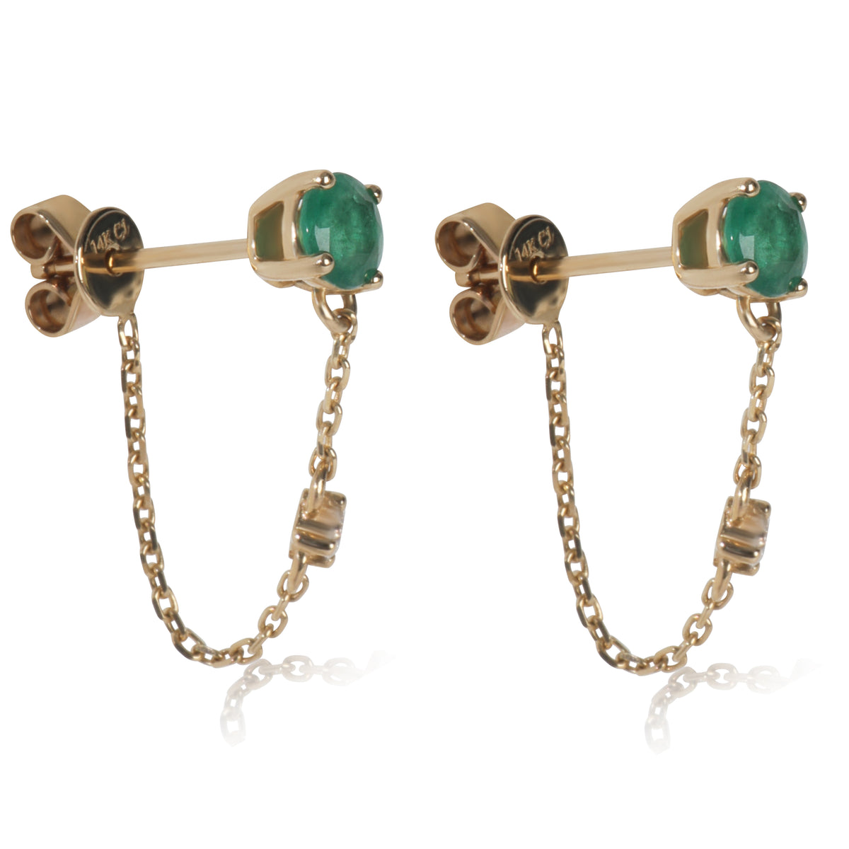 Yellow Gold Emerald and Diamond Earrings