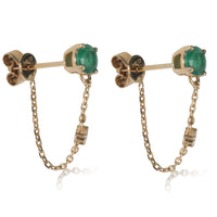 Yellow Gold Emerald and Diamond Earrings