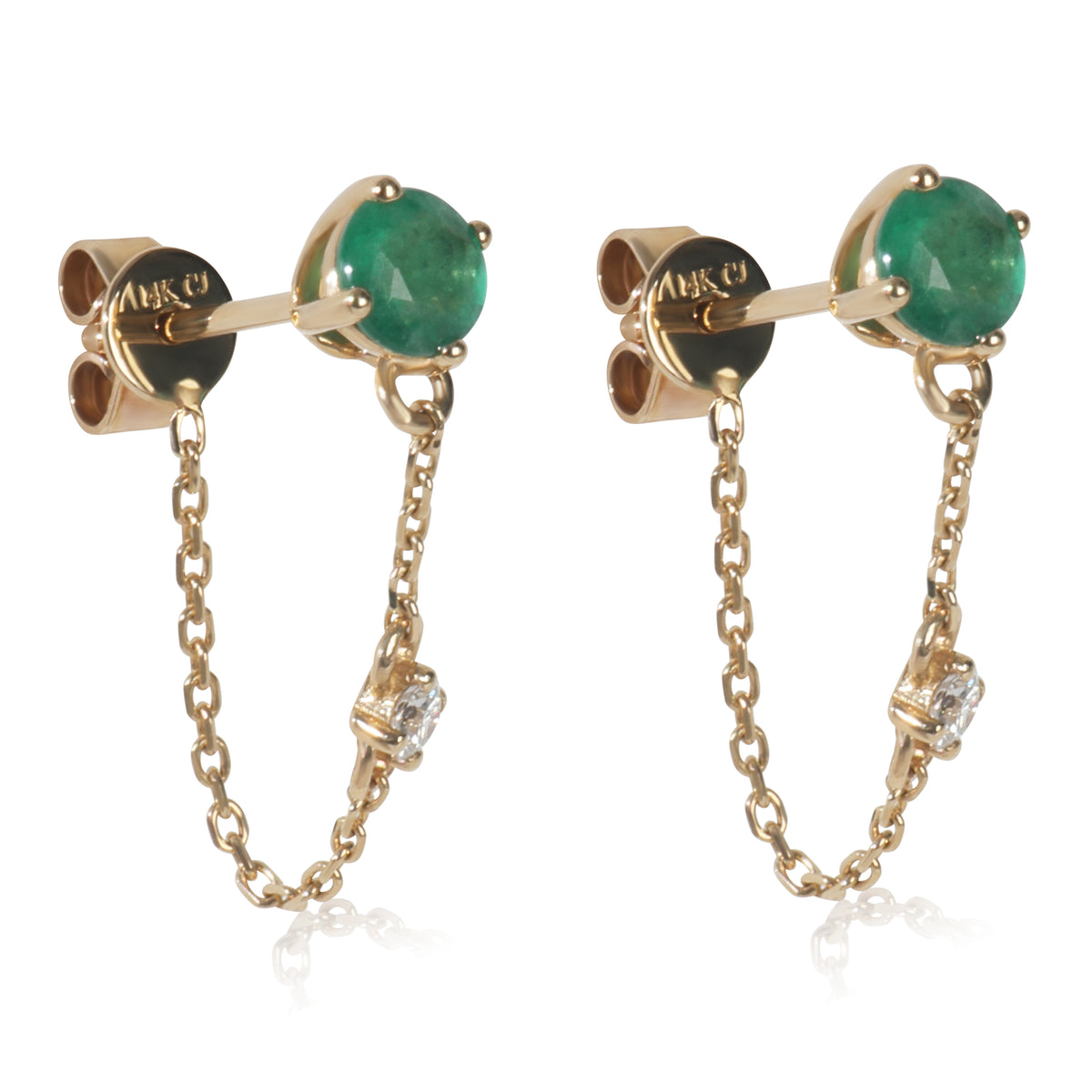 Yellow Gold Emerald and Diamond Earrings