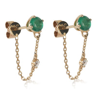 Yellow Gold Emerald and Diamond Earrings
