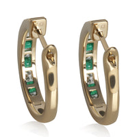 Yellow Gold Emerald and Diamond Earrings