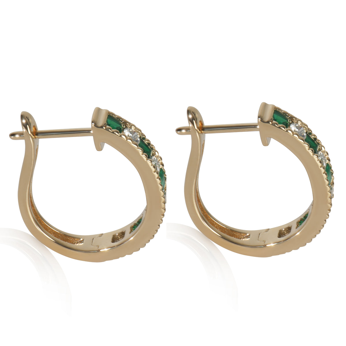 Yellow Gold Emerald and Diamond Earrings