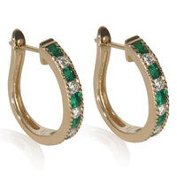 Yellow Gold Emerald and Diamond Earrings