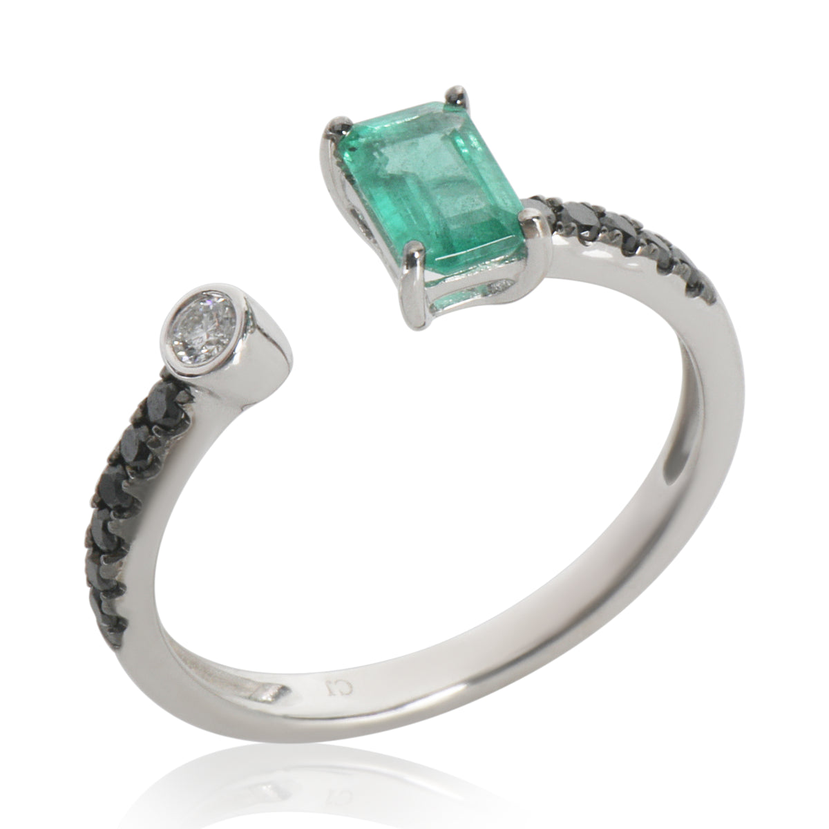 White Gold Emerald and Diamond Ring