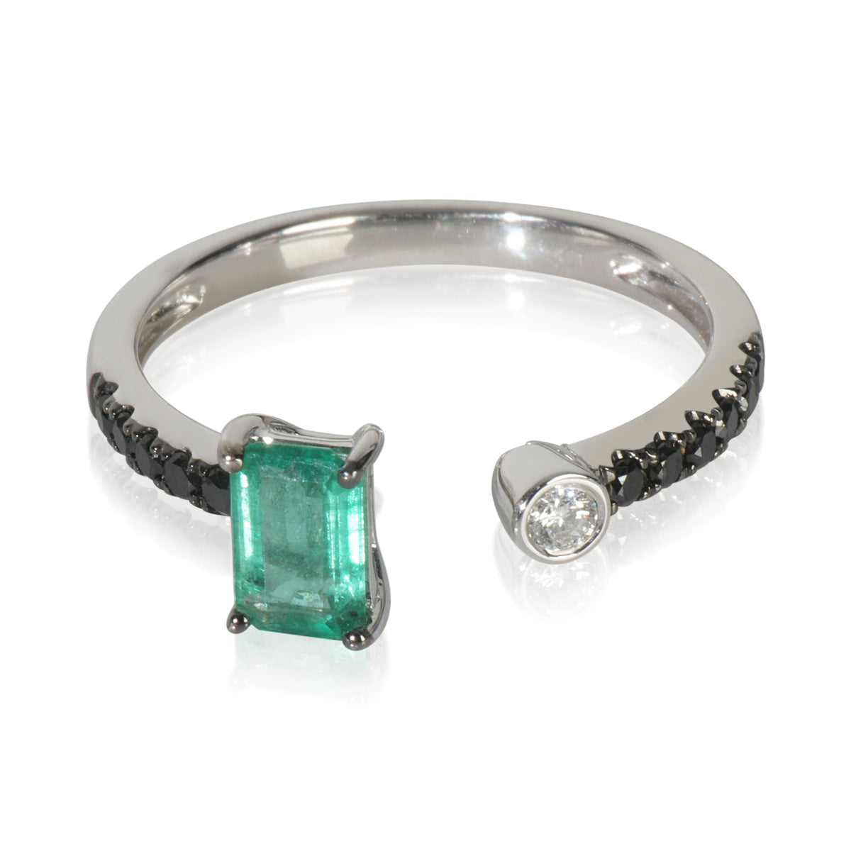 White Gold Emerald and Diamond Ring