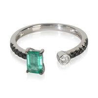 White Gold Emerald and Diamond Ring