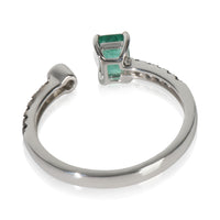 White Gold Emerald and Diamond Ring