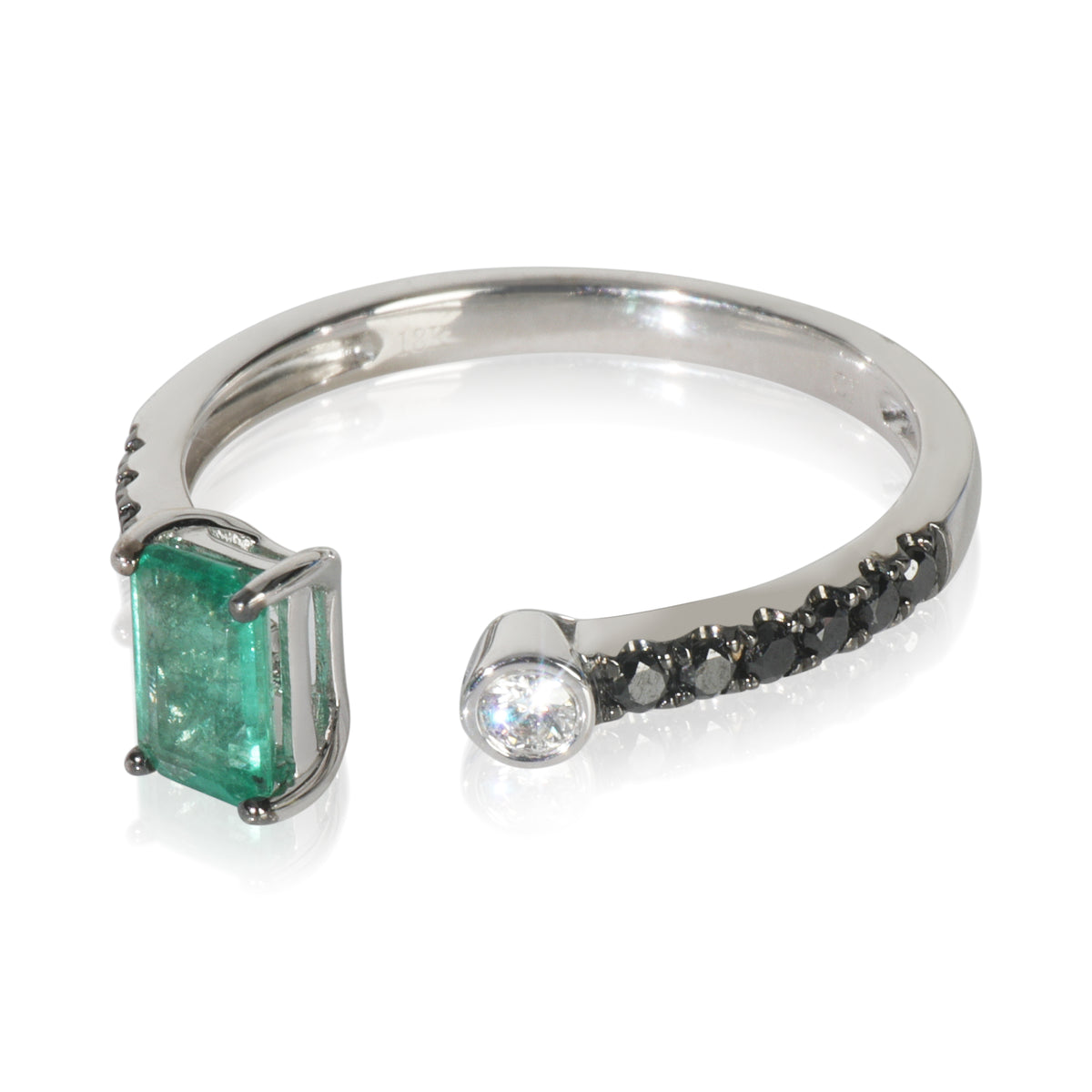 White Gold Emerald and Diamond Ring