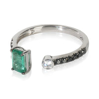 White Gold Emerald and Diamond Ring