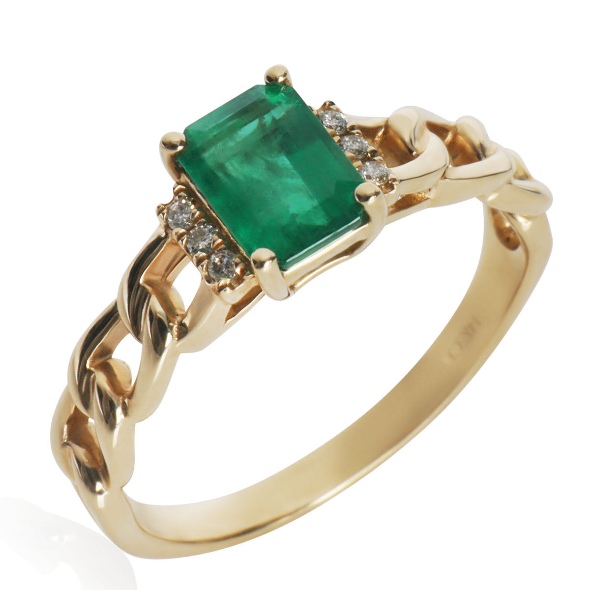 Yellow Gold Emerald and Diamond Ring
