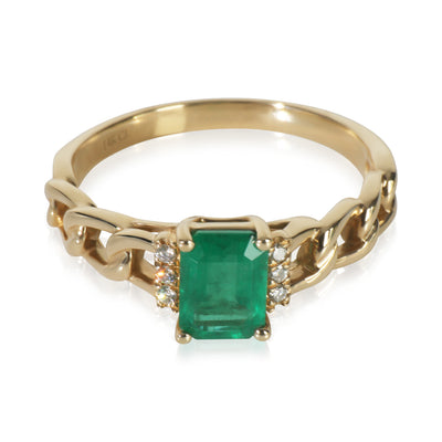 Yellow Gold Emerald and Diamond Ring