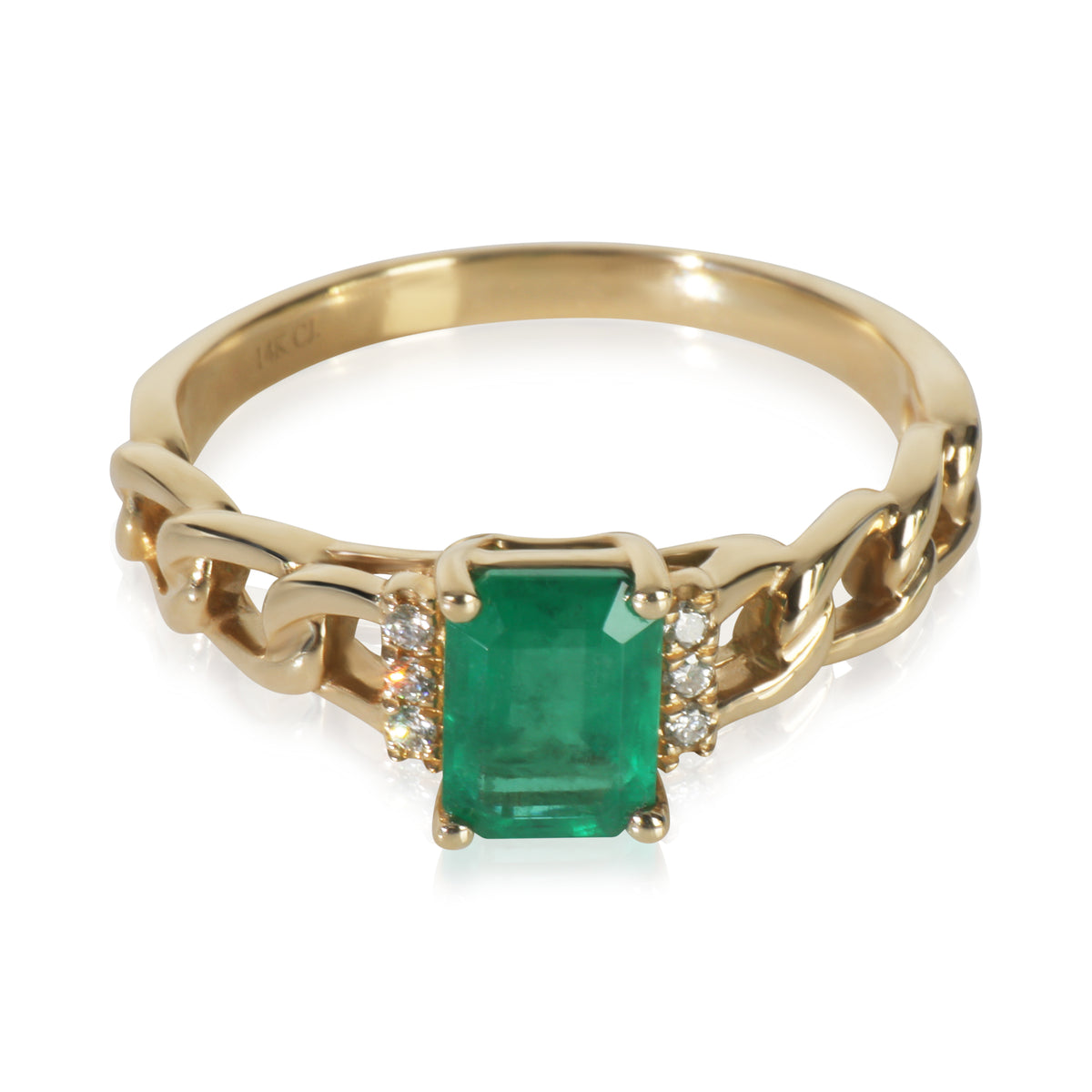 Yellow Gold Emerald and Diamond Ring
