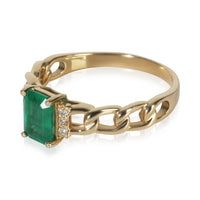Yellow Gold Emerald and Diamond Ring