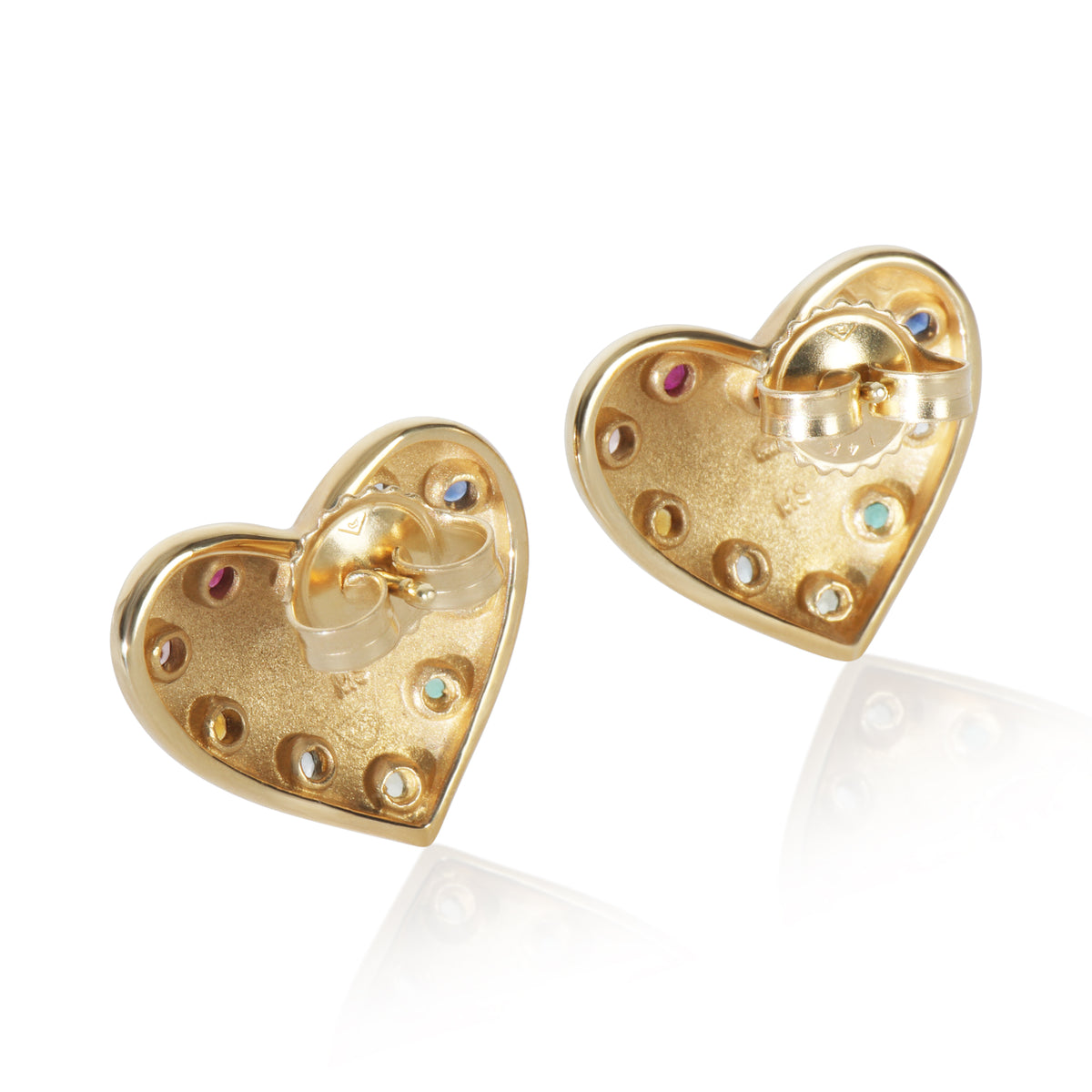 Yellow Gold  Rainbow Gemstone Earrings