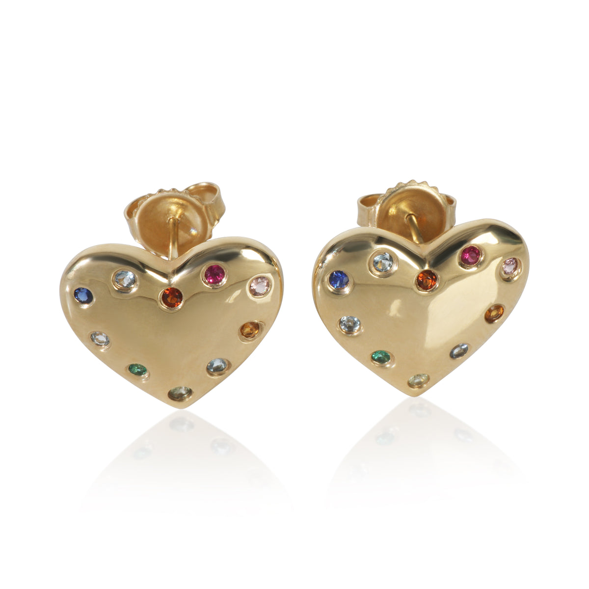 Yellow Gold  Rainbow Gemstone Earrings