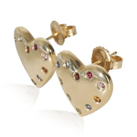 Yellow Gold  Rainbow Gemstone Earrings