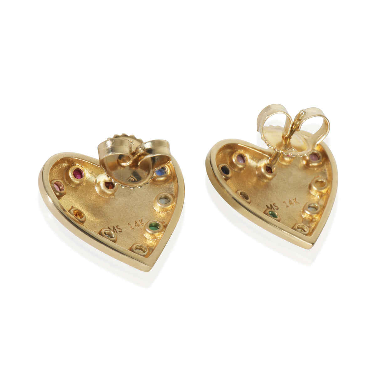 Yellow Gold  Rainbow Gemstone Earrings