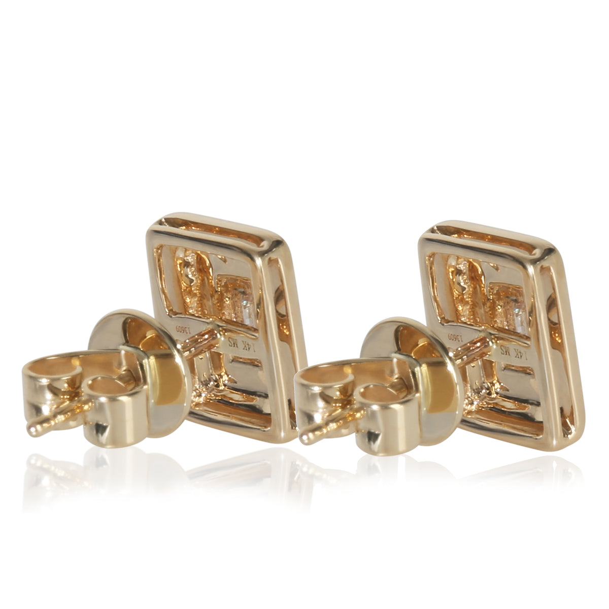 Yellow Gold Diamond & Pink Enamel Earrings