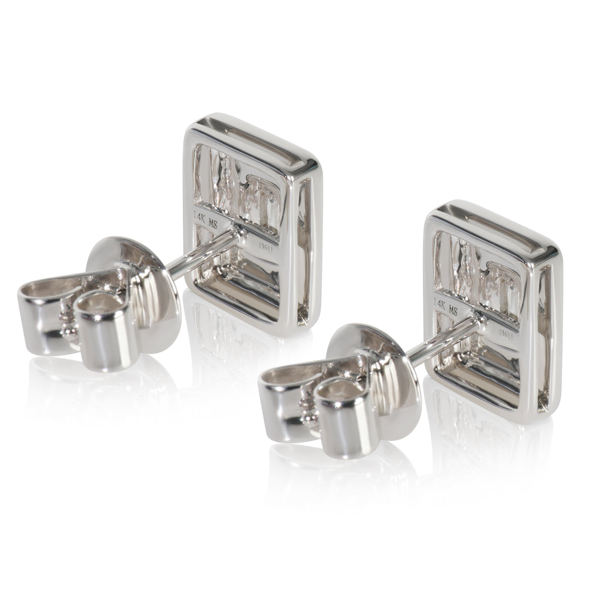 White Gold Diamond Blue Enamel Earrings