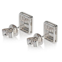White Gold Diamond Blue Enamel Earrings